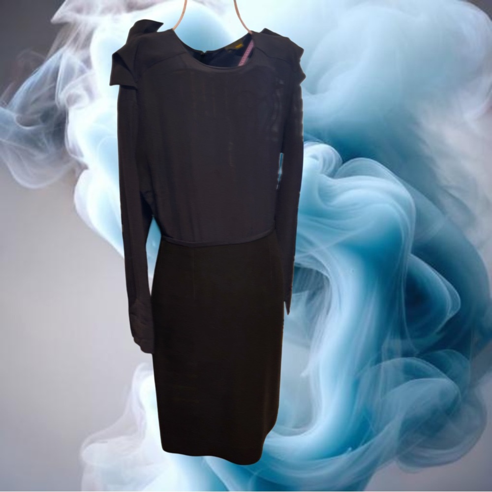 Fendi Black and Navy Silk Midi Dress - Picture 7 of 11